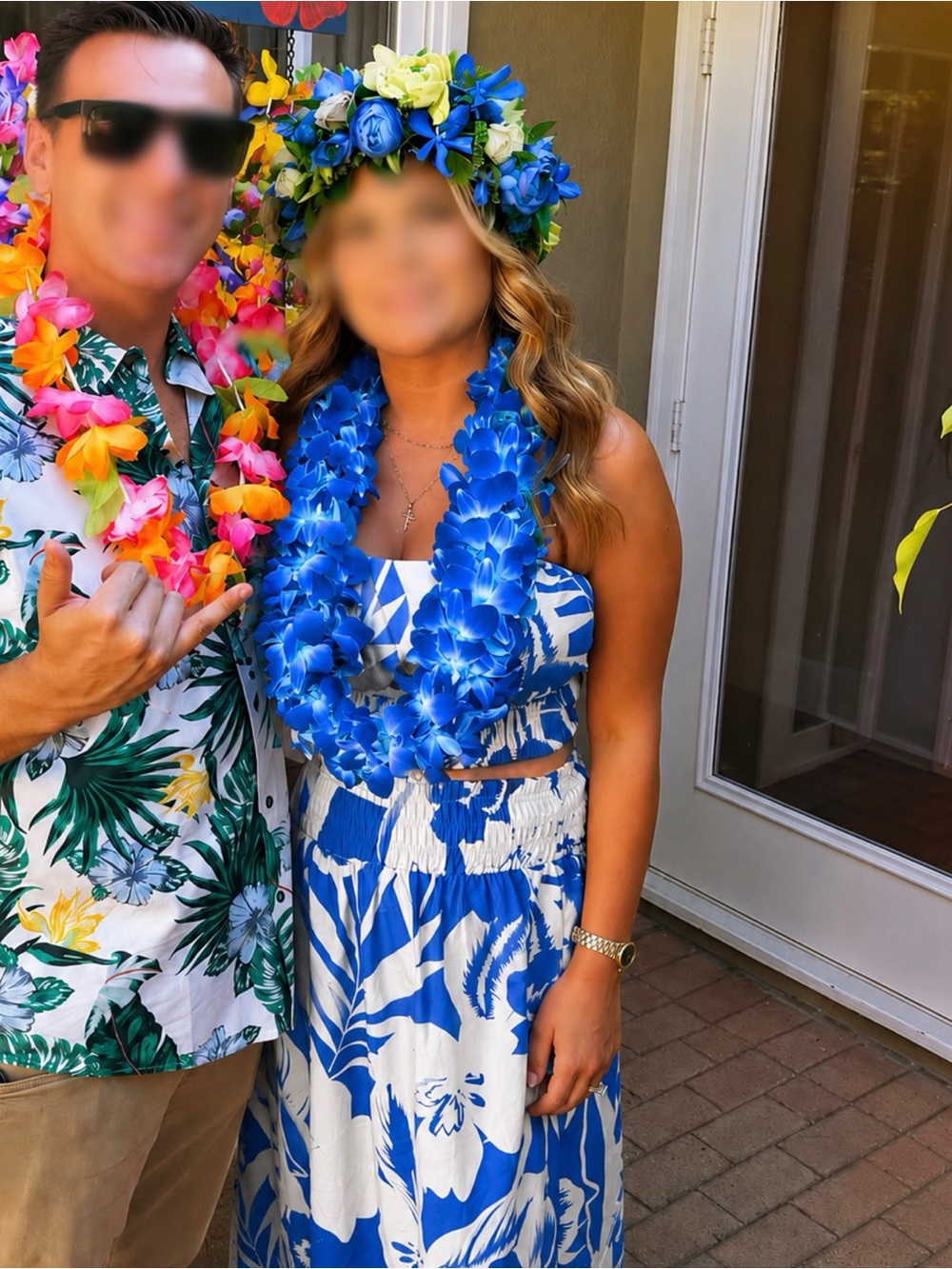 Blue & White Floral Two-Piece Set